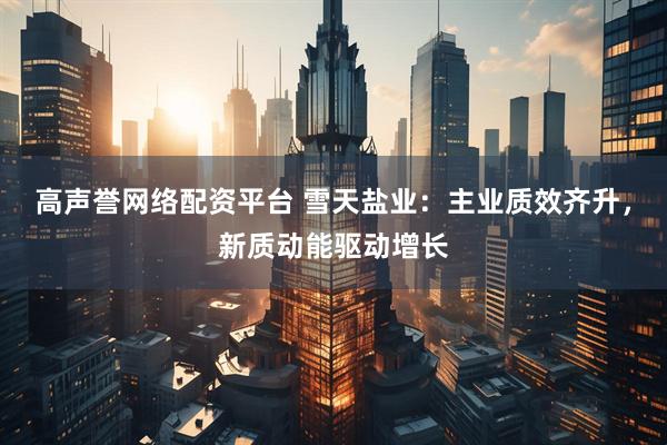 高声誉网络配资平台 雪天盐业：主业质效齐升，新质动能驱动增长
